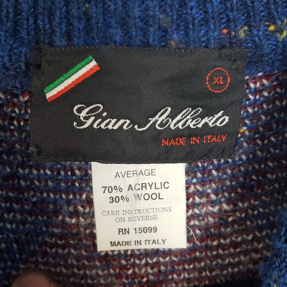 Vintage Gian Alberto Knit Sweater Mens XL 46”x25” Italy Wool Old Money Grandpa - Picture 8 of 10